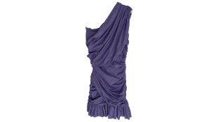 Redemption Women's One Shoulder Short Draped Dress, Purple, Size 40