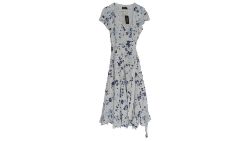 Ralph Lauren Women's Sleeveless Wrap Around Dress, White Floral Print, Size 10