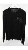 Diesel Men's Knit Irregular Hem Hugh Sweater, Black, Size L