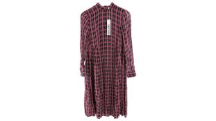 Ganni Print Long Sleeve Midi Dress In Fuschia Red Size EU 36