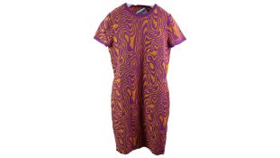 Moschino Swirl Patten Mini Dress, Orange/Purple, Size 40