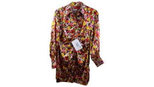 Ganni Silk Stretch Satin Shirt Mini Dress Mole, Multi, Size 36