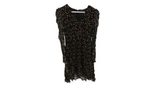 The Kooples Women's Short Buttoned Dress with Polka Dot Print, Black, Size 1/UK 8