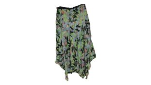 Diane Von Furstenberg Aileen Reversible Floral Shark Bite Hem Skirt, Healing Seeds, Small