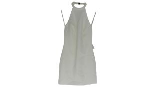 Halston Halterneck Mini Dress, White, Size US 2