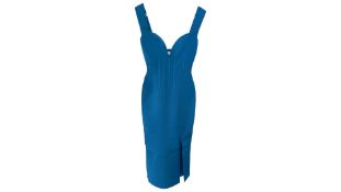 Galvan London Semi Shine Viscose Electra Dress, Electric Blue, Size S