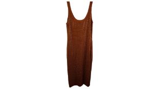 Sandro Fantasia Rhinestone-Embellished Midi Dress, Copper Brown, Size 36