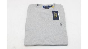 Ralph Lauren Slim Fit Cotton V-Neck Sweater, Grey, Size M