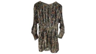 IRO Moseny Printed Silk-Blend Lamé Mini Dress, Black/Multicolour, Size 34