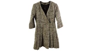 Maje Relina Tweed Dress, Rose/Black, Size 36