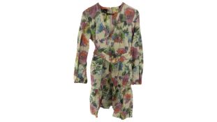 Pink Floral Taffeta Dress, Size IT 44