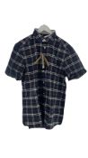 Burberry Check Cotton Long Sleeved Shirt, Navy, Red, White, X-Large