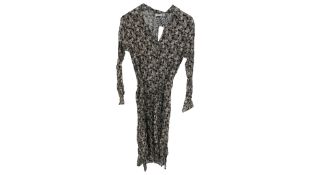 Saint Tropez Blanca Abstract Print Long Sleeve Midi Shirt Dress, Size M