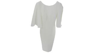Badgley Mischka Women's Ruffled Stretch-Crepe Dress, White, Size 4