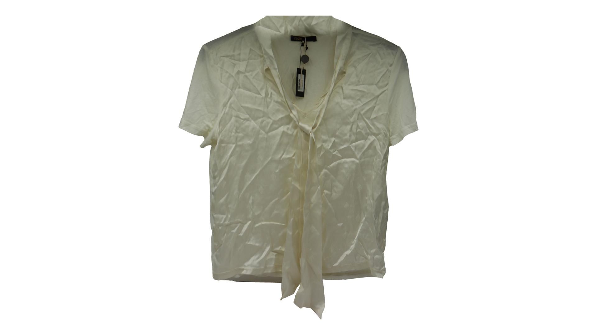 Maje Women's Ecru Silk Shirt, White, Size T2