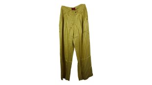 Kia Renua Striped Silky Trousers, Mustard, Small