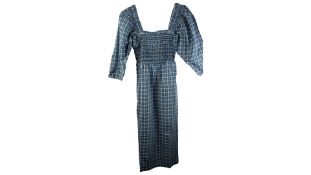 Ganni Women's Mini Dress, Azure Blue Check, Size 38