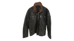 Bugatti Men's Fur Collar Leather Jacket, Brown, EU 52