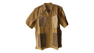 Myar MYSH14 Classis Short Sleeve Shirt, Beige, Size M