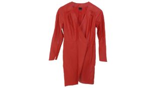 Pinko Women's Ottavio Abito Leather Dress with Belt, Red, Size 40