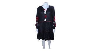 Sachin & Babi Avery Gathered Embroidered Linen Mini Dress, Black, L