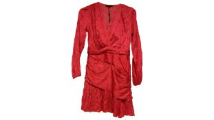 Maje 223 Runny Lona Pleated Metallic Dress, Fuchsia, Size 36