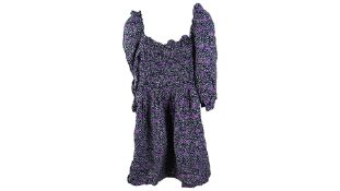 Maje Women's Baby Doll Style Dress, Pansies Printed Crepe Marine, Size 38