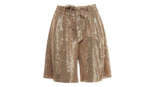 Forte_Forte Women's Sequin Bermuda Shorts, Gold, Size UK 10