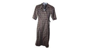 Ganni Checked Woven Midi Dress, Marron, Size 32
