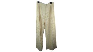 Stella Nova Delicate Lace Flared Trousers, Vaniila/Tea Green Flowers, Size 36