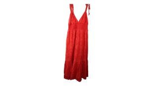 Alice + Olivia Levine Broderie Anglaise Maxi Dress, Bright Poppy, Size 8