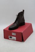 Scarosso Men's Toto Leather Lace Boots, Ebony, UK Size 10.5