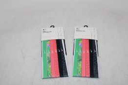 Five Packs of Nike Unisex Printed Headbands, Assorted Colours, 6 Headbands Per Pack
