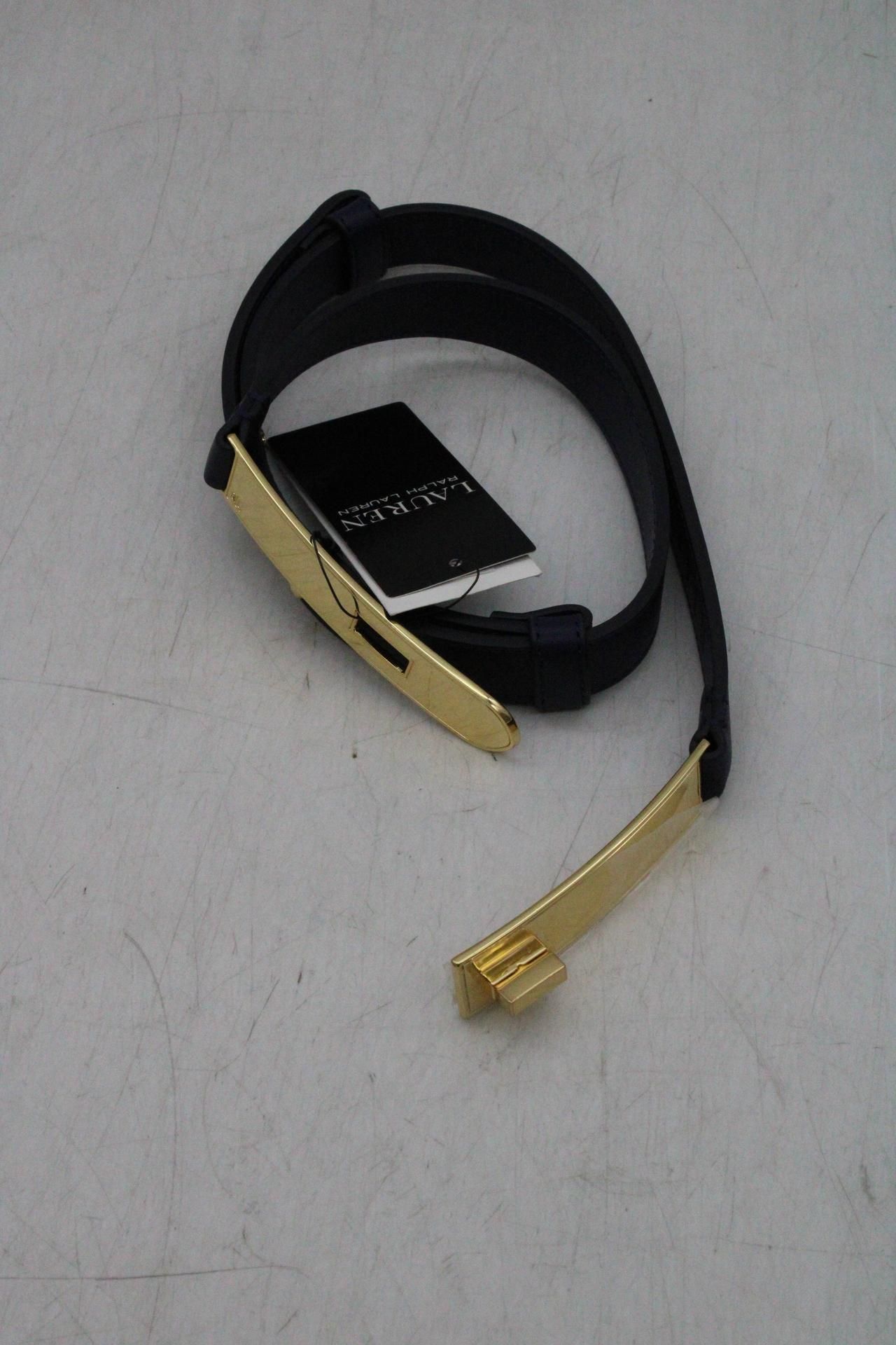 Ralph Lauren Turn Lock Skinny Leather Belt, Navy