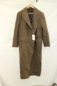 Djerf Avenue Long Wool Herringbone Coat, Brown, Size S
