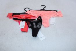 Three Marie Jo Thongs to include 1x Annaelle, Neon Peach, 1x Solene, Pamplemousse, 1x Daisy Mini Tho