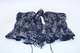 Abercrombie & Fitch Ruched Tie Front Camie, Navy Print, Size XL