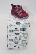 Three Clarks Kids Leather Rex Park T, Berry, UK 3.5 Fit G