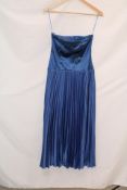 Abercrombie & Fitch Strapless Satin Pleat Dress, Blue, Size Medium, Petit