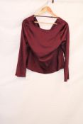 Abercrombie & Fitch Satin Long Sleeve Top, Burgundy, Size Small