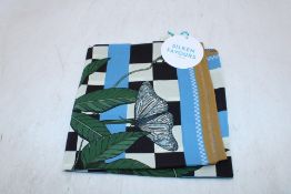 Silken Favours London Passion Flower Chequerboard Blue Silk Scarf 90x90cm