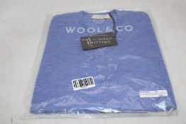 Wool and Co Italy Extra Fine Marino Wool V Neck Jumper, Light Blue, Size L