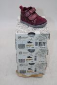 Three Clarks Kids Leather Rex Park T, Berry, UK 3.5 Fit F