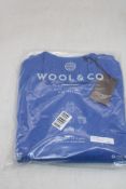 Wool and Co Italy Turtleneck Wool Jumper, Blue, Size L