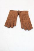 New and Lingwood Shearling Gloves, Mahogany Camel, Size 9.5