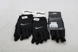 Three Pairs of Nike Men's Therma-Fit Gloves, Black, Size L