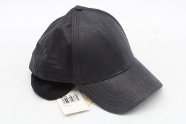 Stetson Chevrette Cowhide Leather Cap with Ear Flaps, Black, Size M