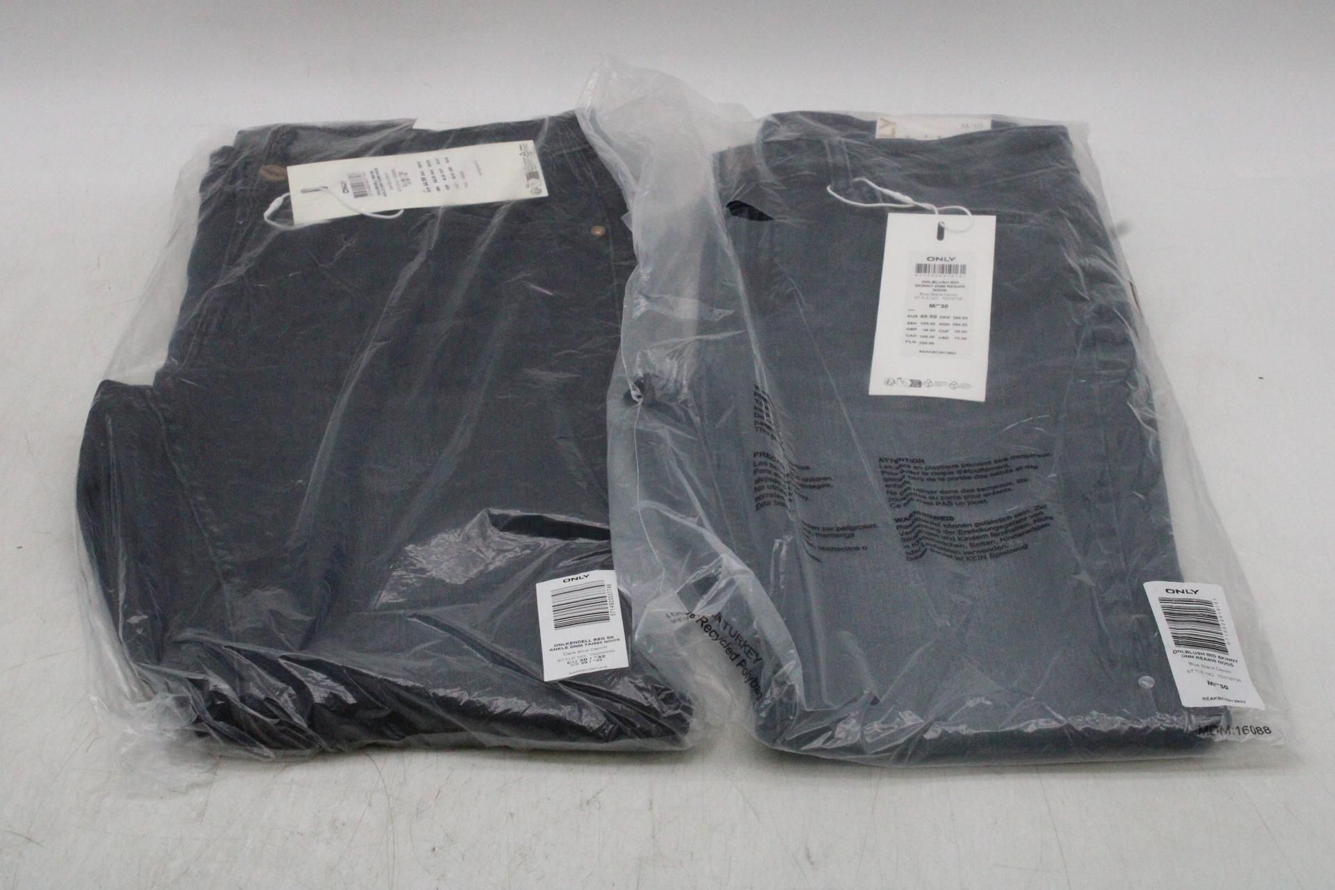 Two Only Assorted Denim Jeans to include 1x Kendell Regular Fit Ankle Dark Blue EU M, 1x Blush Mid S