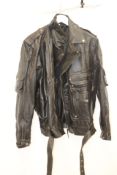 AG Bison Leather Biker Jacket, Black, Size XXL