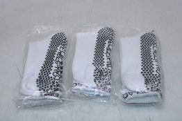 Five Pairs Lace Pro Grip Socks, White/Black, Kids 3-7